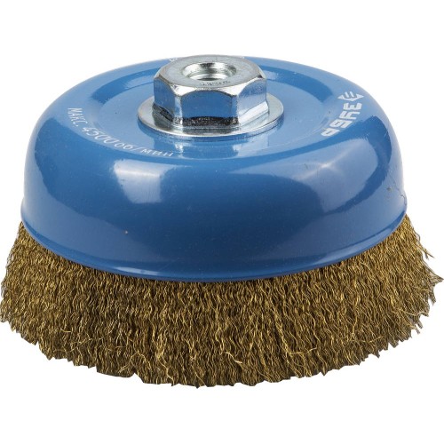 ЗУБР 150 мм, витая стальная латунированная проволока 0.3 мм, чашечная щетка-крацовка для УШМ (3526-150)