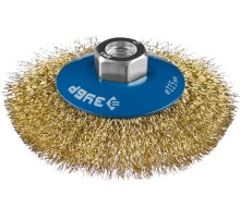 ЗУБР 115 мм, витая стальная латунированная проволока 0.3 мм, коническая щетка-крацовка для УШМ, Профессионал (35267-115)