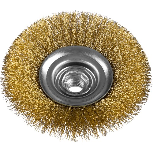 ЗУБР 115 мм, витая стальная латунированная проволока 0.3 мм, коническая щетка-крацовка для УШМ, Профессионал (35267-115)