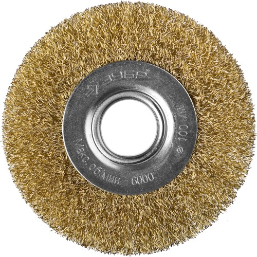 ЗУБР 100 мм, витая стальная латунированная проволока 0.3 мм, щетка дисковая для УШМ, Профессионал (35187-100)