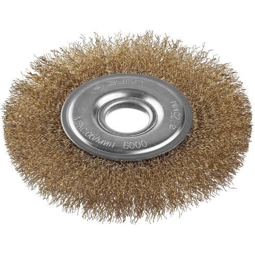 ЗУБР 125 мм, витая стальная латунированная проволока 0.3 мм, щетка дисковая для УШМ, Профессионал (35187-125)