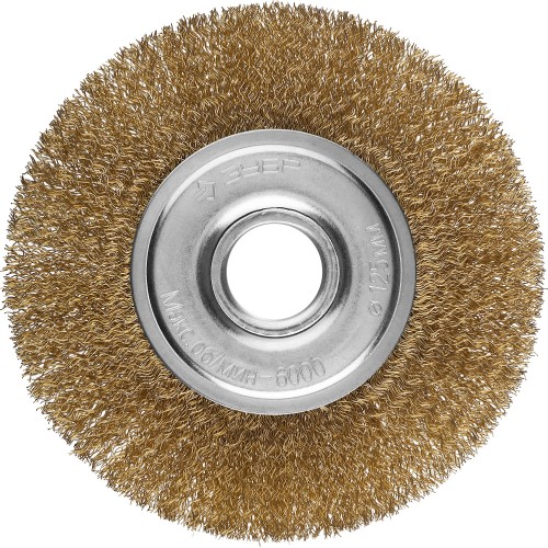 ЗУБР 125 мм, витая стальная латунированная проволока 0.3 мм, щетка дисковая для УШМ, Профессионал (35187-125)