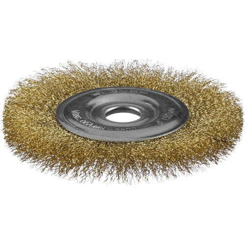 ЗУБР 150 мм, витая латунированная, стальная проволока 0.3. щетка дисковая для УШМ, Профессионал (35187-150)