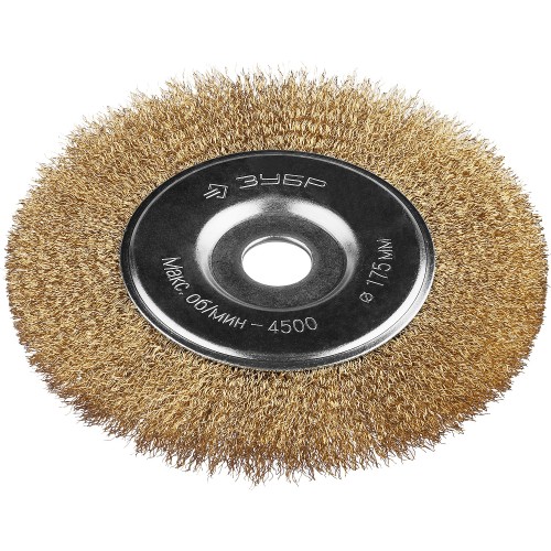 ЗУБР 175 х 22 мм, витая латунированная, проволока 0.3 мм, щетка дисковая для УШМ, Профессионал (35187-175)