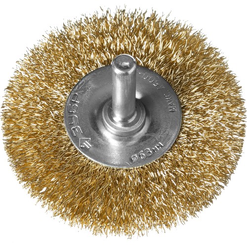 ЗУБР 63 мм, витая стальная латунированная проволока 0.3 мм, щетка дисковая для дрели, Профессионал (3520-063)