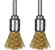 ЗУБР 2 шт, 17 мм, витая стальная латунированная проволока 0.3 мм, набор кистевых щеток-крацовок для дрели, Профессионал (35225-17-H2)