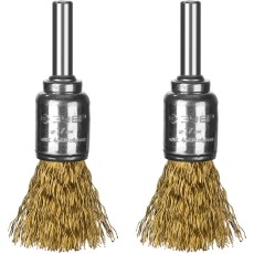 ЗУБР 2 шт, 17 мм, витая стальная латунированная проволока 0.3 мм, набор кистевых щеток-крацовок для дрели, Профессионал (35225-17-H2)