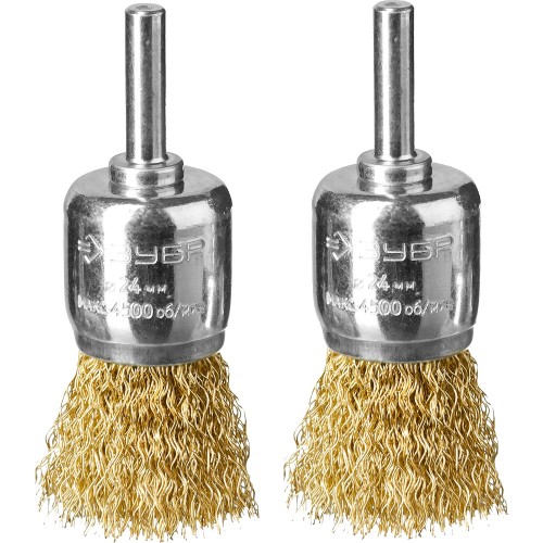 ЗУБР 24 мм, витая стальная латунированная проволока 0.3 мм, набор кистевых щеток для дрели, Профессионал (35225-24-H2)