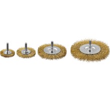ЗУБР 38/50/75/100 мм, витая латунированная, стальная проволока, набор дисковых щеток крацовок для дрели, Профессионал (3521-H4)