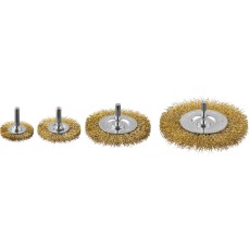 ЗУБР 38/50/75/100 мм, витая латунированная, стальная проволока, набор дисковых щеток крацовок для дрели, Профессионал (3521-H4)