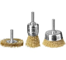 ЗУБР d 24/50/50 мм, витая стальная латунированная проволока 0.3 мм, набор щеток для дрели, Профессионал (3530-H3)