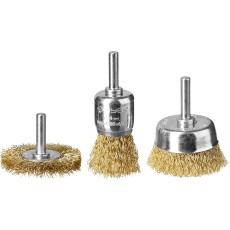 ЗУБР d 24/50/50 мм, витая стальная латунированная проволока 0.3 мм, набор щеток для дрели, Профессионал (3530-H3)