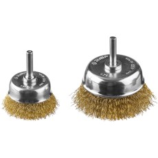ЗУБР d 50/75 мм, витая стальная латунированная проволока 0.3 мм, набор чашечных щеток-крацовок для дрели, Профессионал (3531-H2)
