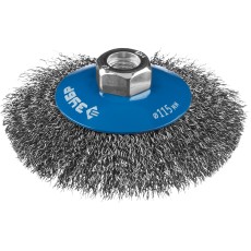 ЗУБР 115 мм, витая, стальная проволока 0.3 мм, коническая щетка-крацовка для УШМ, Профессионал (35265-115)