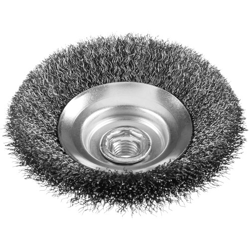 ЗУБР 115 мм, витая, стальная проволока 0.3 мм, коническая щетка-крацовка для УШМ, Профессионал (35265-115)