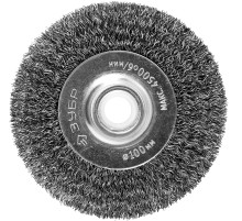 ЗУБР 100 х 12.7 мм, витая, стальная проволока 0.3 мм, дисковая щетка-крацовка для точильно-шлифовального станка, Профессионал (35185-100)