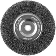 ЗУБР 150 х 12.7 мм, витая, стальная проволока 0.3 мм, дисковая щетка-крацовка для точильно-шлифовального станка, Профессионал (35185-150)