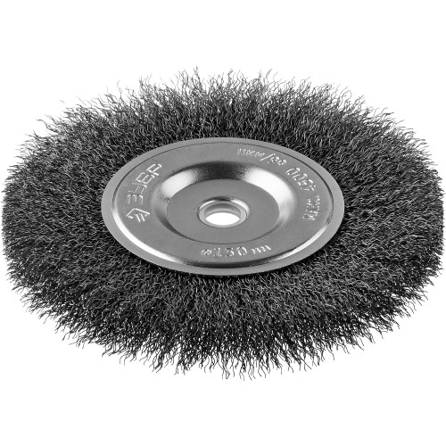 ЗУБР 150 х 12.7 мм, витая, стальная проволока 0.3 мм, дисковая щетка-крацовка для точильно-шлифовального станка, Профессионал (35185-150)