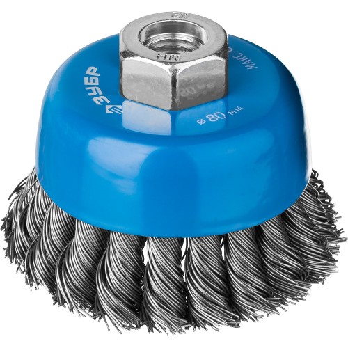 ЗУБР 80 мм, стальная проволока 0.5 мм, чашечная щетка-крацовка для УШМ, Профессионал (35275-080)