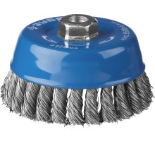 ЗУБР 120 мм, жгутированная стальная проволока 0.5 мм, чашечная щетка-крацовка для УШМ, Профессионал (35275-120)