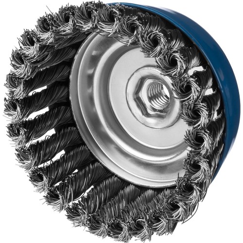 ЗУБР 120 мм, жгутированная стальная проволока 0.5 мм, чашечная щетка-крацовка для УШМ, Профессионал (35275-120)