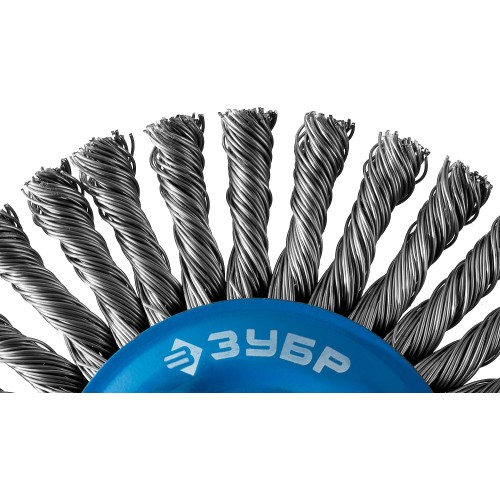 ЗУБР 115 мм, жгутированная стальная проволока 0.5 мм, щетка дисковая для УШМ, Профессионал (35192-115)