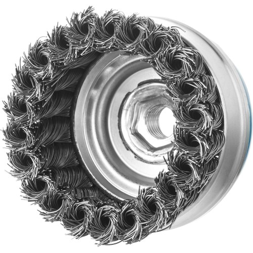 ЗУБР 80 мм, жгутированная стальная проволока 0.5 мм, усиленная чашечная щетка-крацовка для УШМ, Профессионал (3527-080)