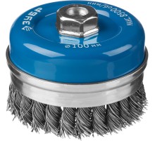 ЗУБР 100 мм, жгутированная стальная проволока 0.8 мм, усиленная чашечная щетка-крацовка для УШМ, Профессионал (35271-100)