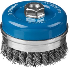 ЗУБР 100 мм, жгутированная стальная проволока 0.8 мм, усиленная чашечная щетка-крацовка для УШМ, Профессионал (35271-100)