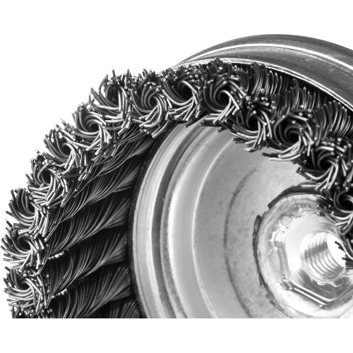 ЗУБР 100 мм, жгутированная стальная проволока 0.8 мм, усиленная чашечная щетка-крацовка для УШМ, Профессионал (35271-100)