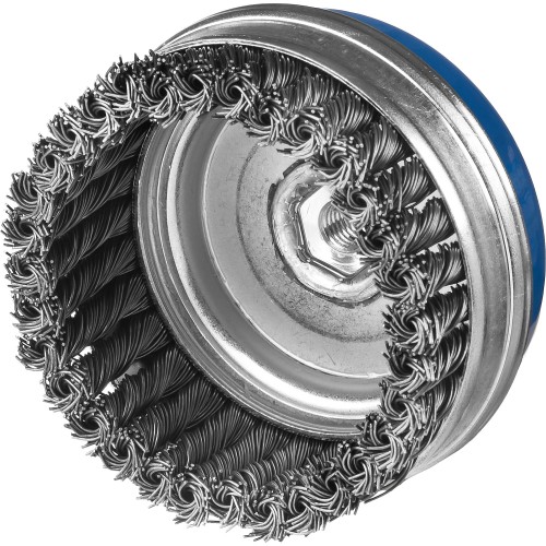 ЗУБР 120 мм, жгутированная стальная проволока 0.8 мм, усиленная чашечная щетка-крацовка для УШМ, Профессионал (35271-120)