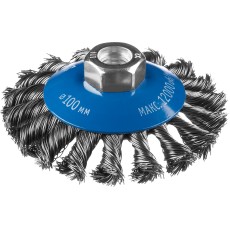 ЗУБР 100 мм, жгутированная стальная проволока 0.5 мм, коническая щетка-крацовка для УШМ, Профессионал (35269-100)