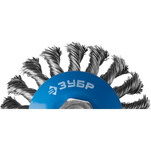 ЗУБР 115 мм, стальная проволока 0.5 мм, коническая щетка-крацовка для УШМ, Профессионал (35269-115)