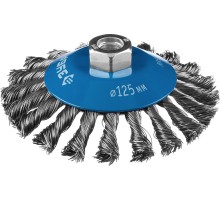 ЗУБР 125 мм, стальная проволока 0.5 мм, коническая щетка-крацовка для УШМ, Профессионал (35269-125)