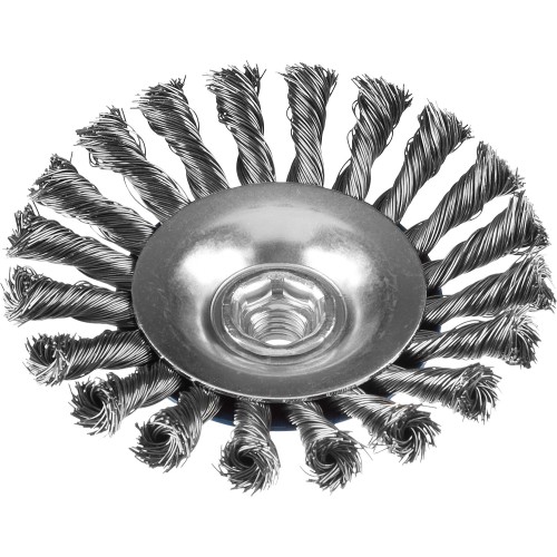 ЗУБР 125 мм, стальная проволока 0.5 мм, коническая щетка-крацовка для УШМ, Профессионал (35269-125)