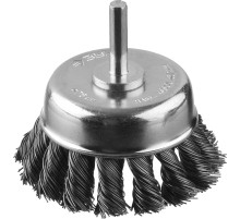 ЗУБР d 75 мм, жгутированная, стальная проволока 0.3 мм, чашечная щетка для дрели, Профессионал (35255-075)