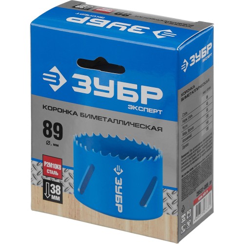 ЗУБР 89 мм, сталь Р6М5, биметаллическая коронка (29531-089)