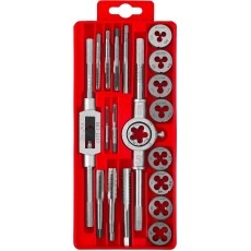 ЗУБР 20 предм., сталь 9ХС, набор метчиков и плашек в пластиковом боксе (2810-H20)