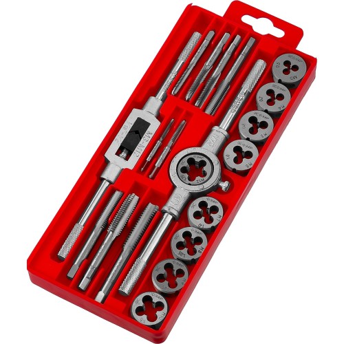 ЗУБР 20 предм., сталь 9ХС, набор метчиков и плашек в пластиковом боксе (2810-H20)