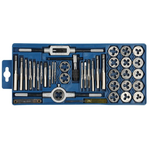 ЗУБР 40 предм., сталь 9ХС, набор метчиков и плашек в пластиковом боксе (2810-H40)