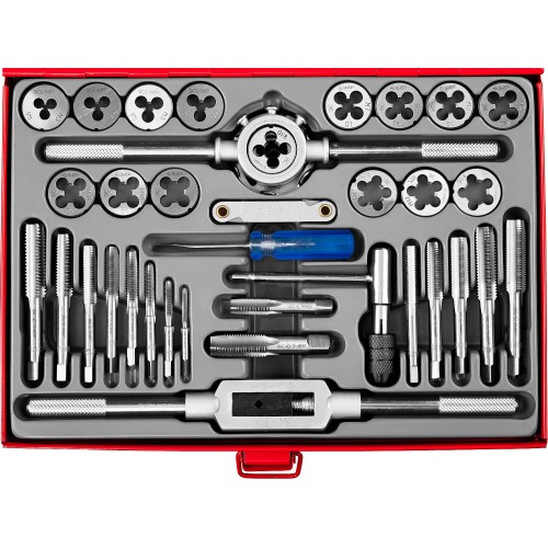 ЗУБР 35 предм., сталь 9ХС, набор метчиков и плашек (28117-H35)