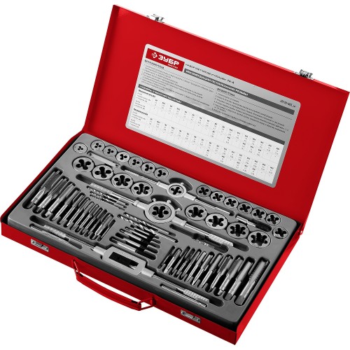 ЗУБР 65 предм., сталь 9ХС, набор метчиков и плашек (28118-H65)