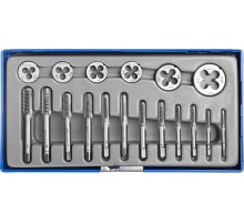ЗУБР 18 предм., сталь 9ХС, набор метчиков и плашек в пластиковом боксе (28120-H18)