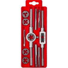 ЗУБР 12 предм., сталь 9ХС, набор метчиков и плашек в пластиковом боксе (28121-H12)