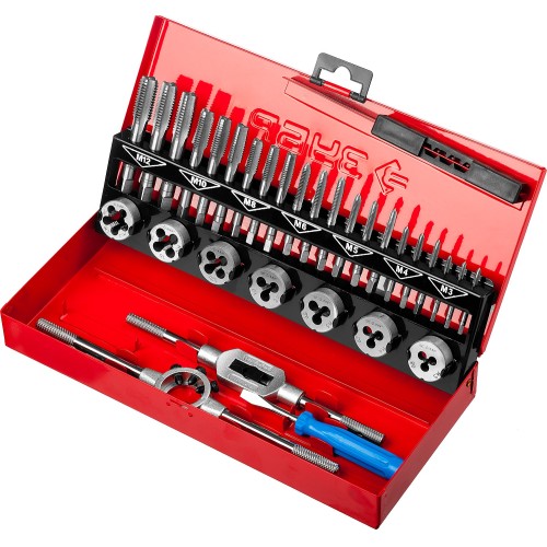 ЗУБР 32 предмета, сталь 9ХС, набор метчиков и плашек (28129-H32)