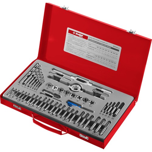 ЗУБР 52 предм., сталь 9ХС, набор метчиков и плашек (28130-H52)