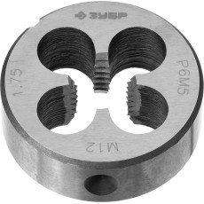 ЗУБР М12 x 1.75 мм, сталь Р6М5, круглая машинно-ручная плашка, Профессионал (4-28023-12-1.75)