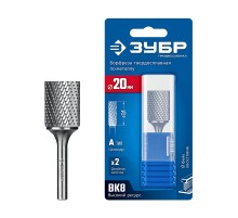 ЗУБР 20х25 мм, тип А (цилиндр с гладким торцом), хв-к 6 мм, твердосплавная борфреза, ПРОФЕССИОНАЛ (28800-20-25)