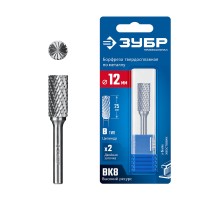 ЗУБР 12х25 мм, тив B (цилиндр с торцевыми зубьями), хв-к 6 мм, твердосплавная борфреза, ПРОФЕССИОНАЛ (28801-12-25)