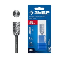 ЗУБР 16х25 мм, тив B (цилиндр с торцевыми зубьями), хв-к 6 мм, твердосплавная борфреза, ПРОФЕССИОНАЛ (28801-16-25)